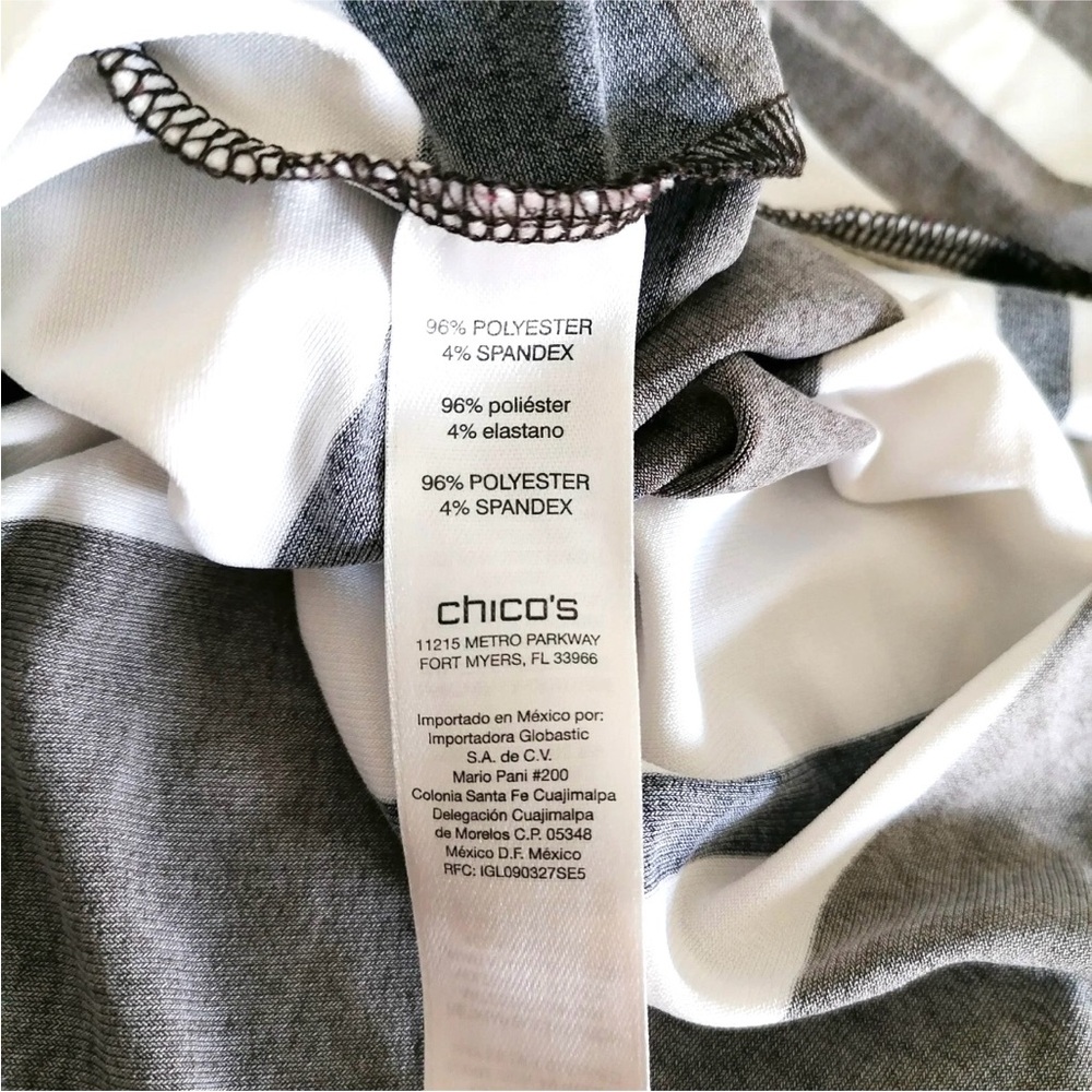 Chico's Classic Striped Black Brown and White Pattern Maxi Dress - Picture 8 of 11